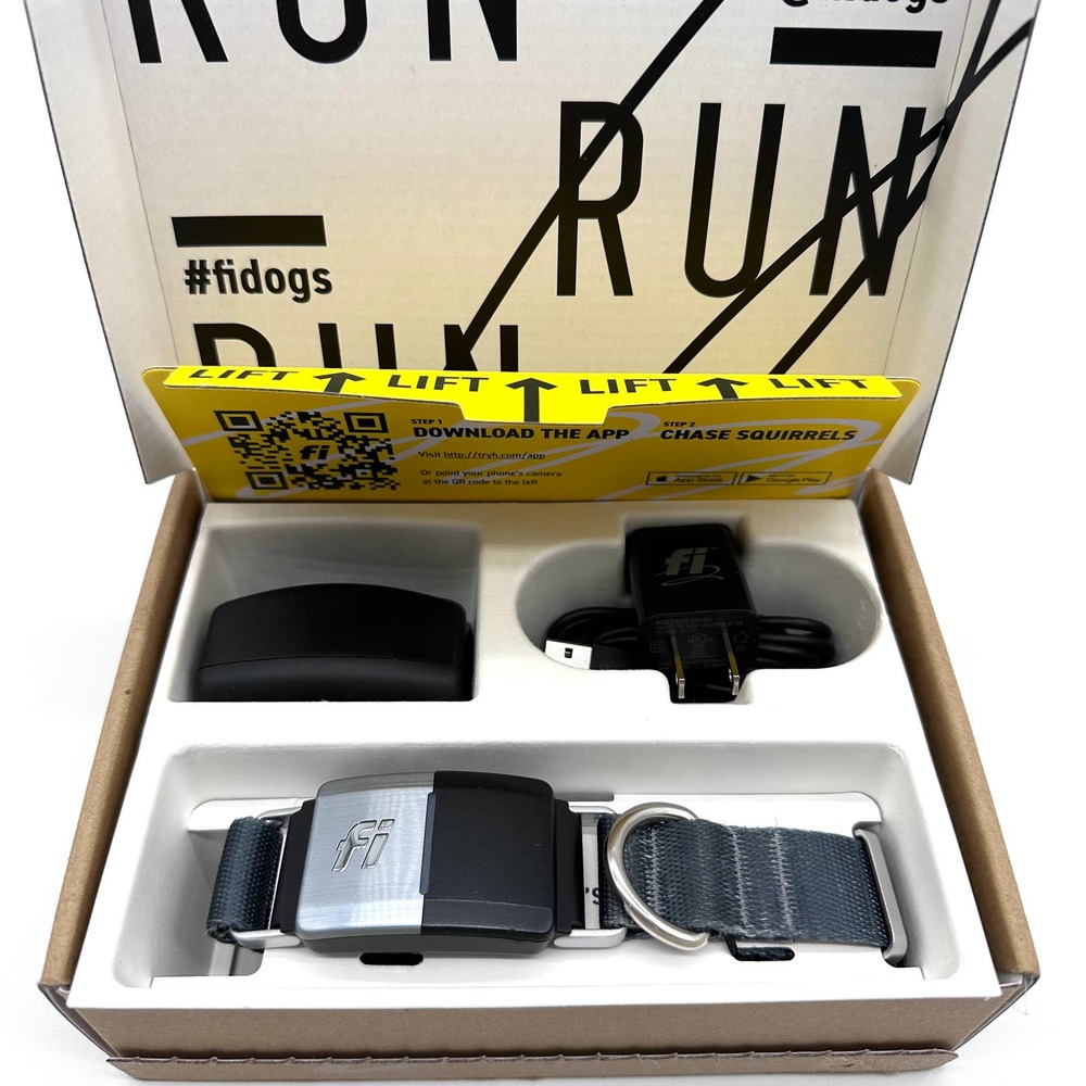 Fi SERIES 2 GPS TRACKER SMART DOG COLLAR SIZE SMALL GRAY CHARGING BASE BOX